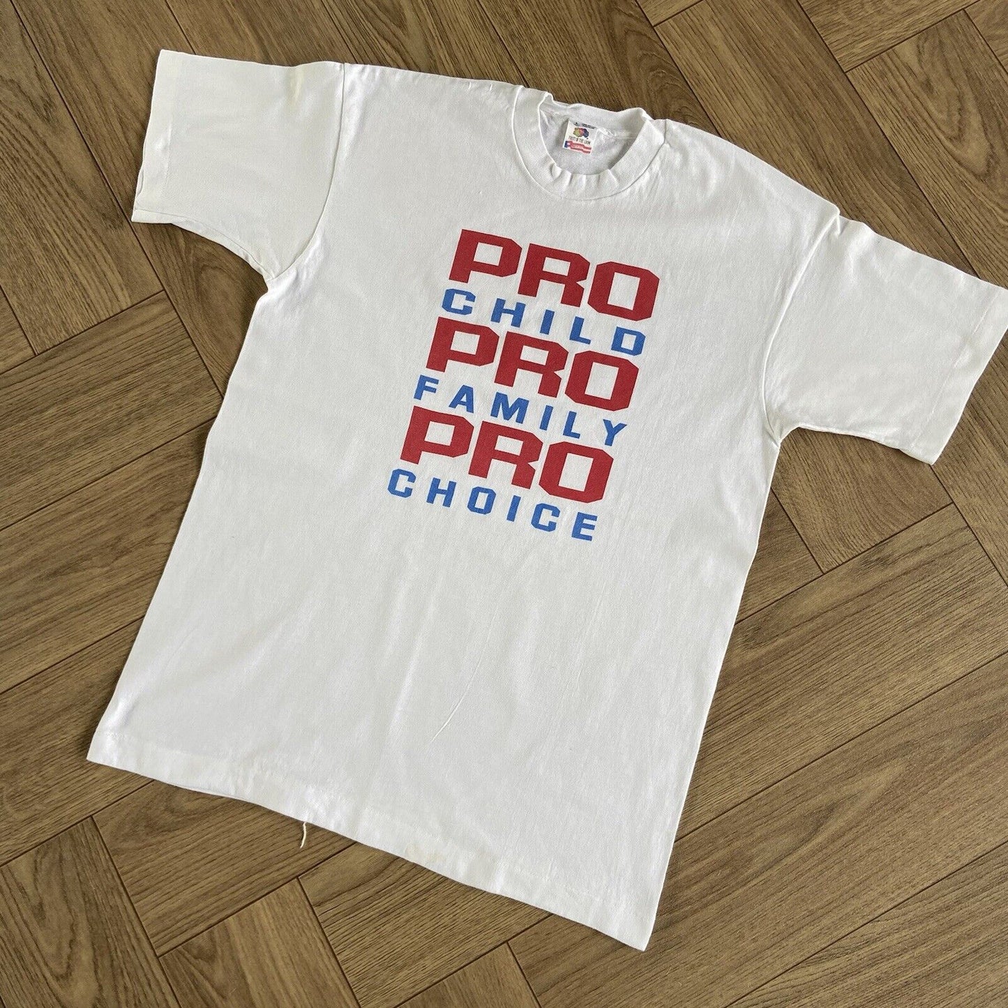 Vintage Pro Choice Slogan Single Stitch Graphic T Shirt 90s Size L White