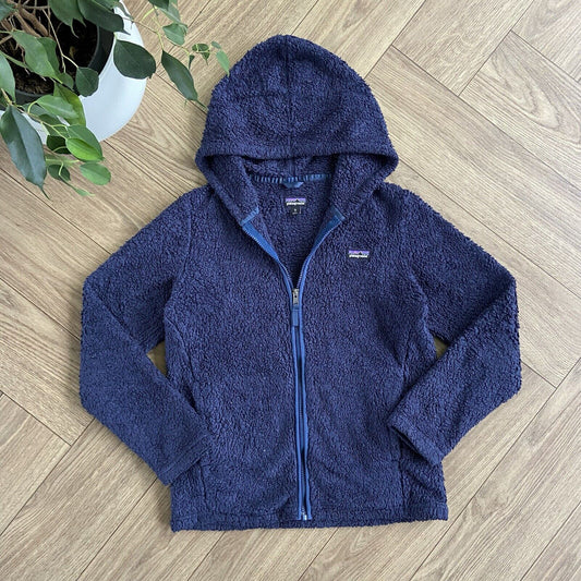 Patagonia Navy Fleece Women’s Jacket Size XL/14 Y2K Full Zip Hoodie