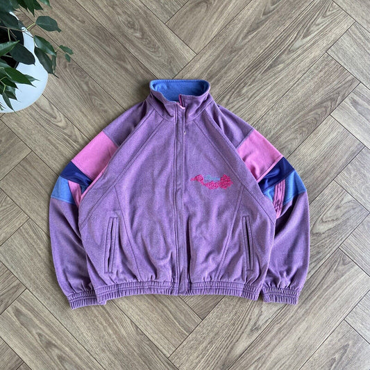 Vintage Diadora Tracksuit Jacket Fits S 80s Pink Embroidered Sports Casual