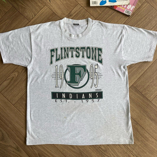 Vintage Flintstone Indians 95 Single Stitch Graphic T Shirt  Size XL Grey