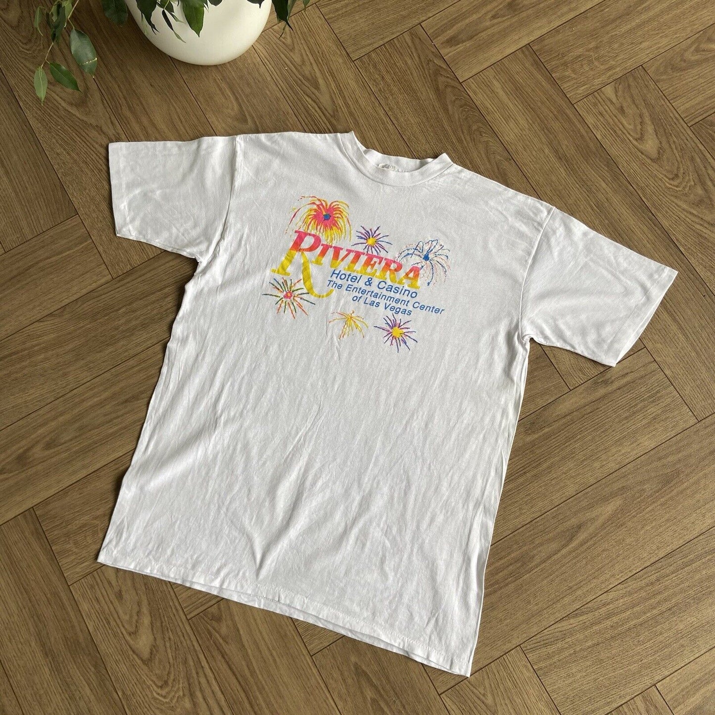 Vintage Las Vegas Casino Single Stitch Graphic T Shirt 90s Size XL White