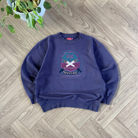 Vintage Best Company Sweatshirt 80s Size M Navy Embroidered Paninaro