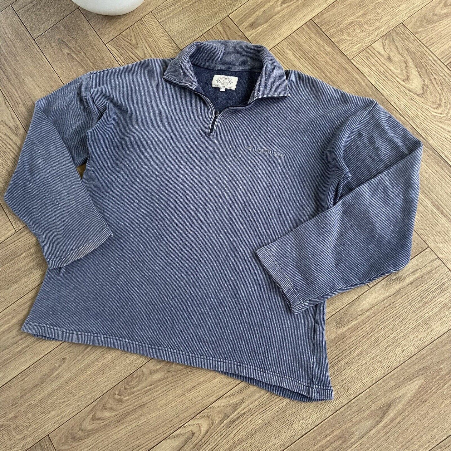 Vintage Armani 1/4 Zip Sweatshirt 90s Size XL Blue Quarter Zip