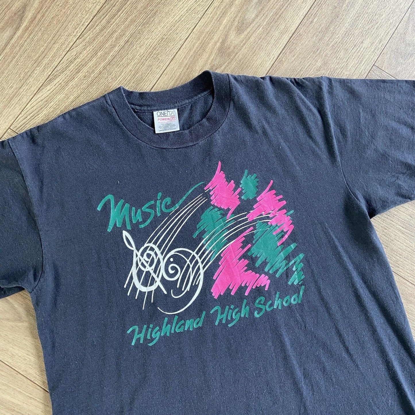 Vintage Music Single Stitch Graphic T Shirt 90s Size L Black