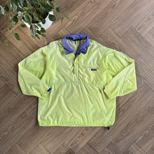 Vintage Patagonia Shell Jacket Windbreaker 90s Size XL Yellow Pullover