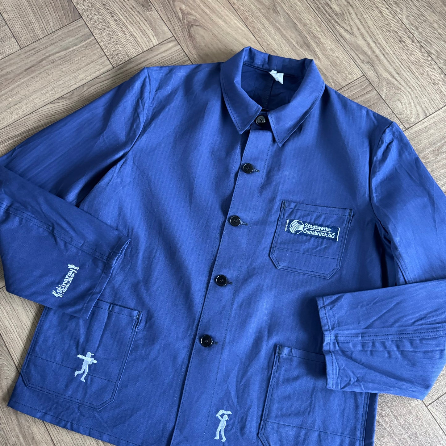 Stingray Reimagined “Charles” French Chore Jacket, Size XL Blue