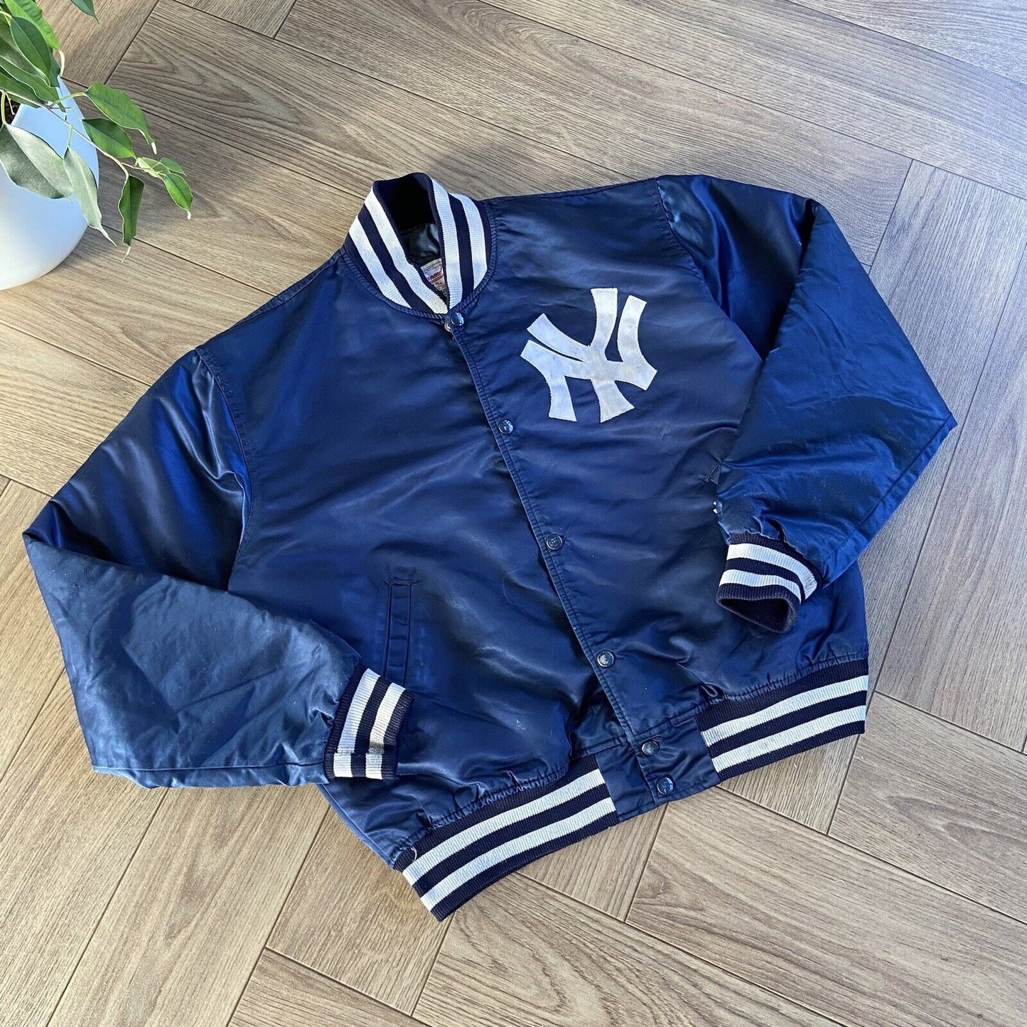 Vintage Yankees Starter Bomber Jacket 90s Size L Navy Diamond Collection