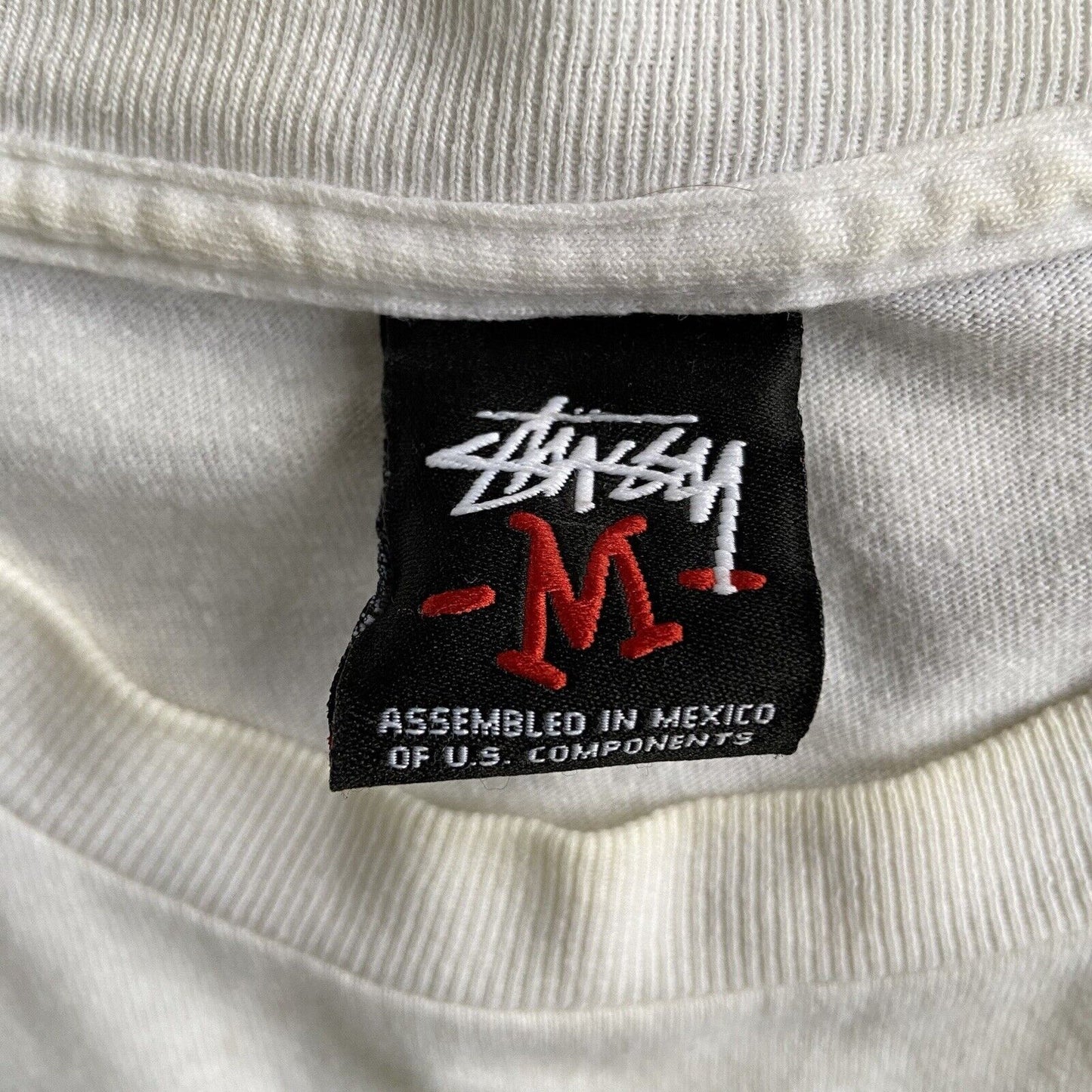 Vintage Stussy T Shirt White Y2K Size M Graphic Print