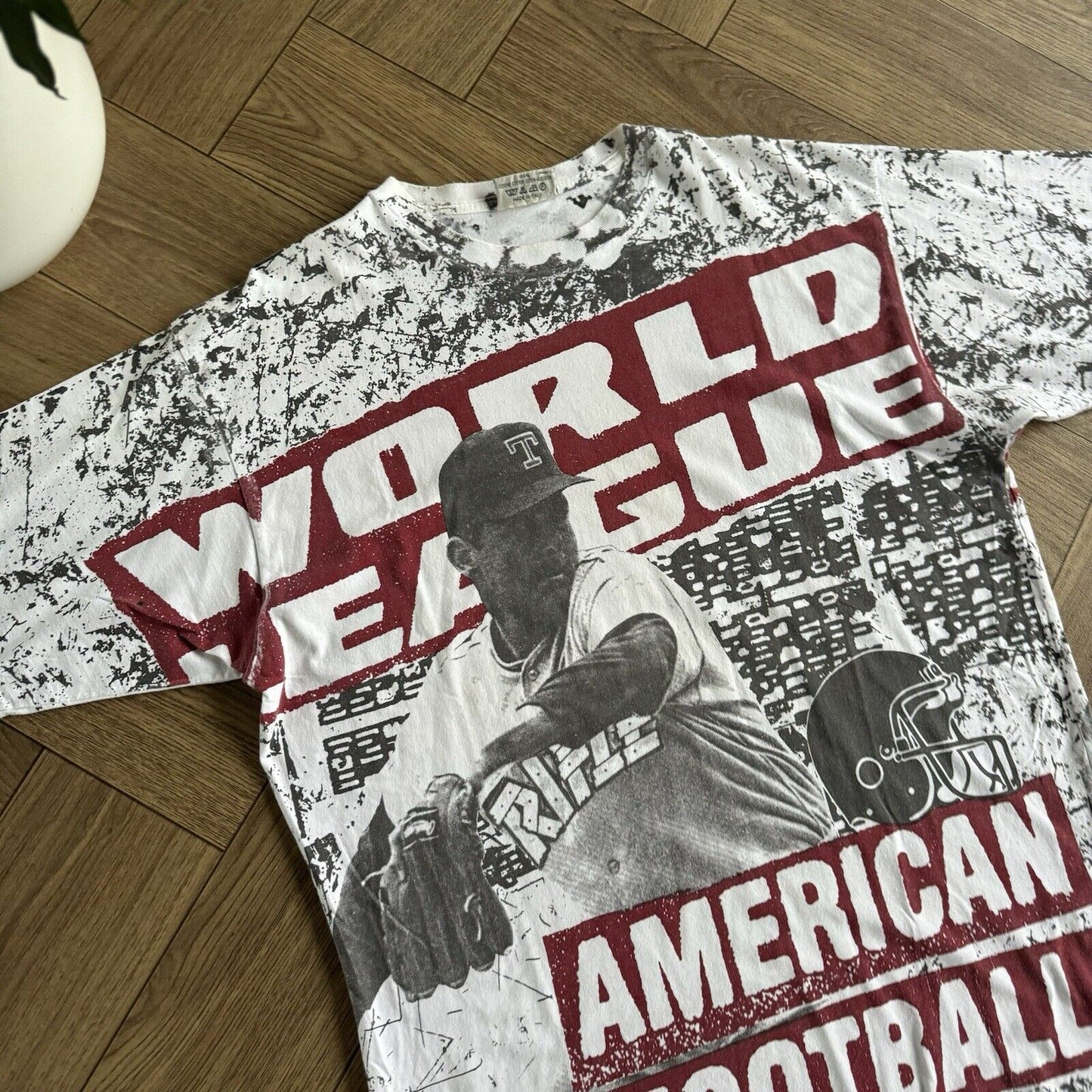 Vintage Rifle AOP Baseball T Shirt 90s White Size L All Over Print