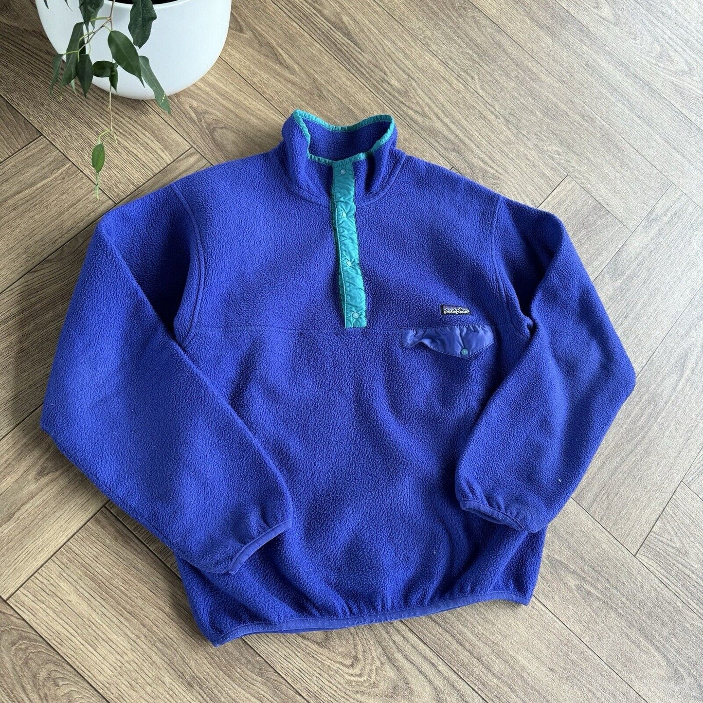 Vintage Patagonia Snap T Fleece Size M 90s Blue Pullover