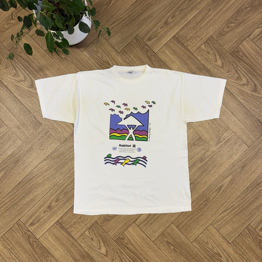 Vintage Wildlife Charity T Shirt Size XL 90s White Graphic Print