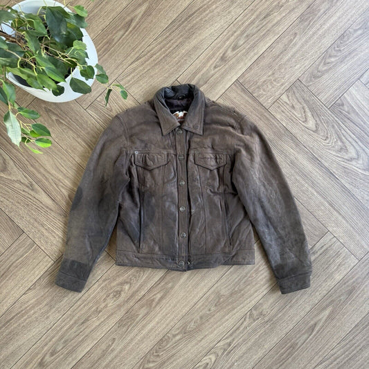 Vintage Harley Davidson Leather Jacket 90s Women’s Size M Brown Cropped