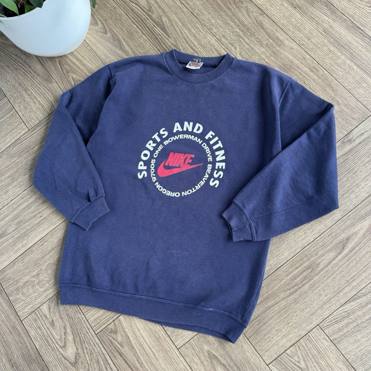 Vintage Nike Sweatshirt Navy 90s Size L Spellout Graphic