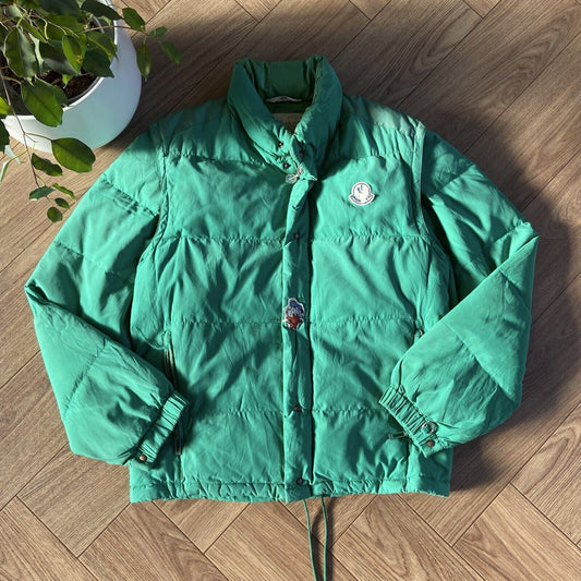 Vintage Moncler Grenoble Puffer Jacket Parka Size M 80s Green Down Fill