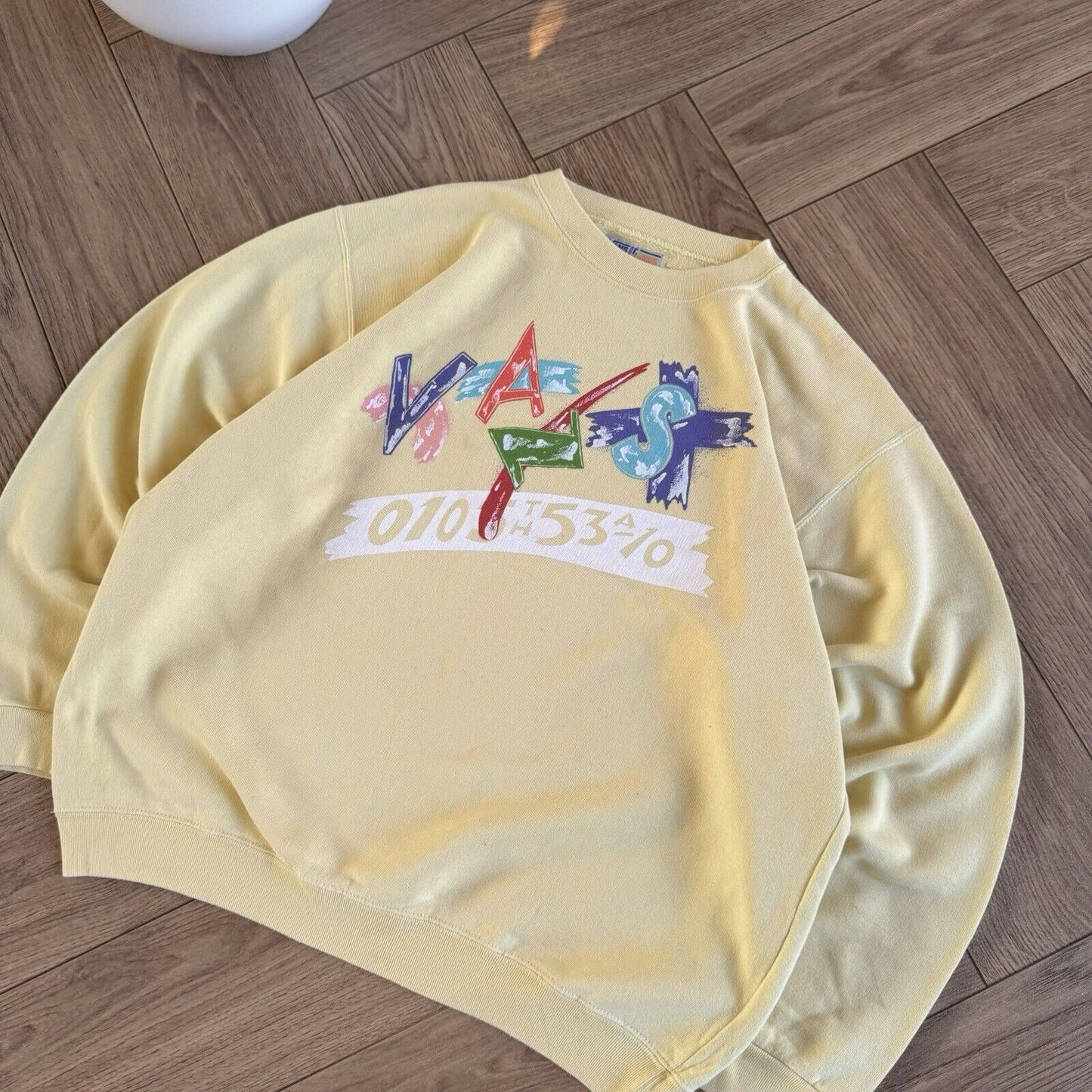 Vintage Vans Skate Sweatshirt 90s Size M Yellow Graphic Print