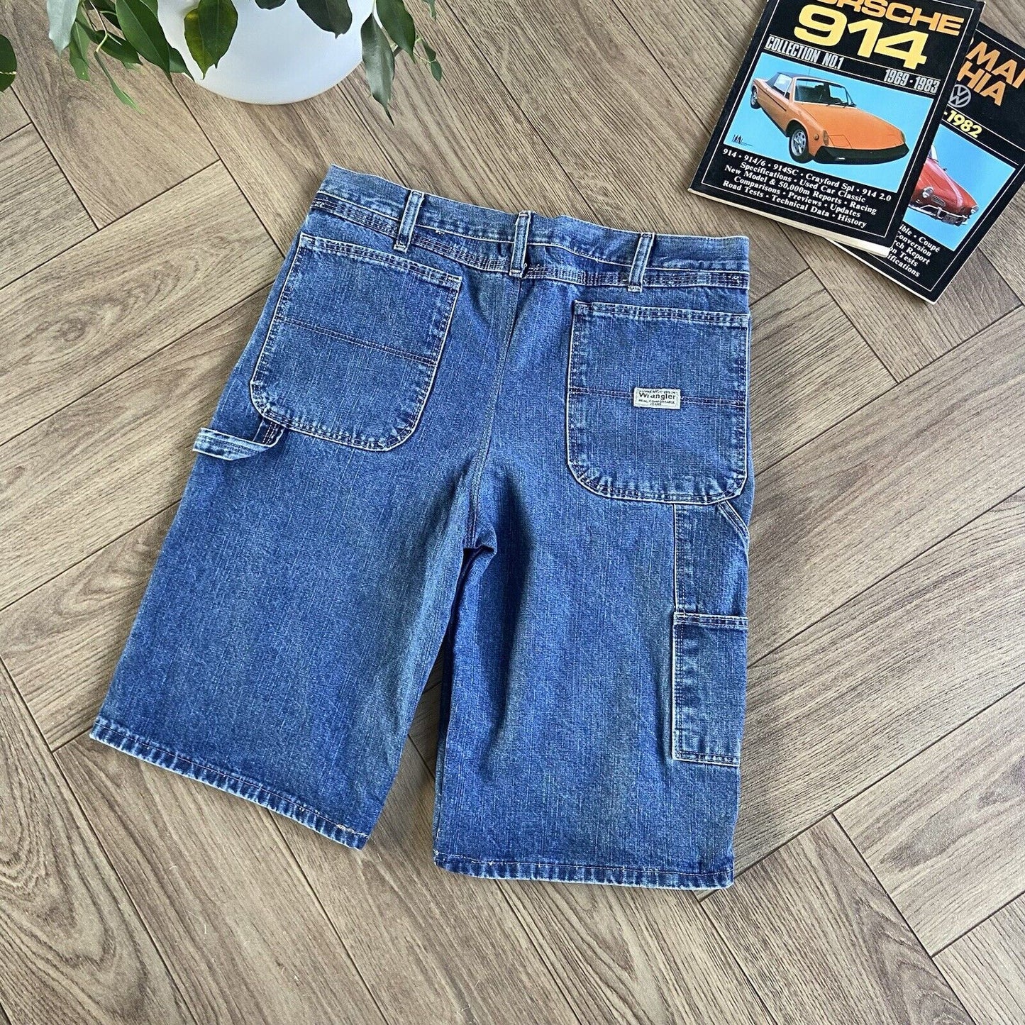 Vintage Wrangler Baggy Denim Jorts Y2K W34 Shorts Blue