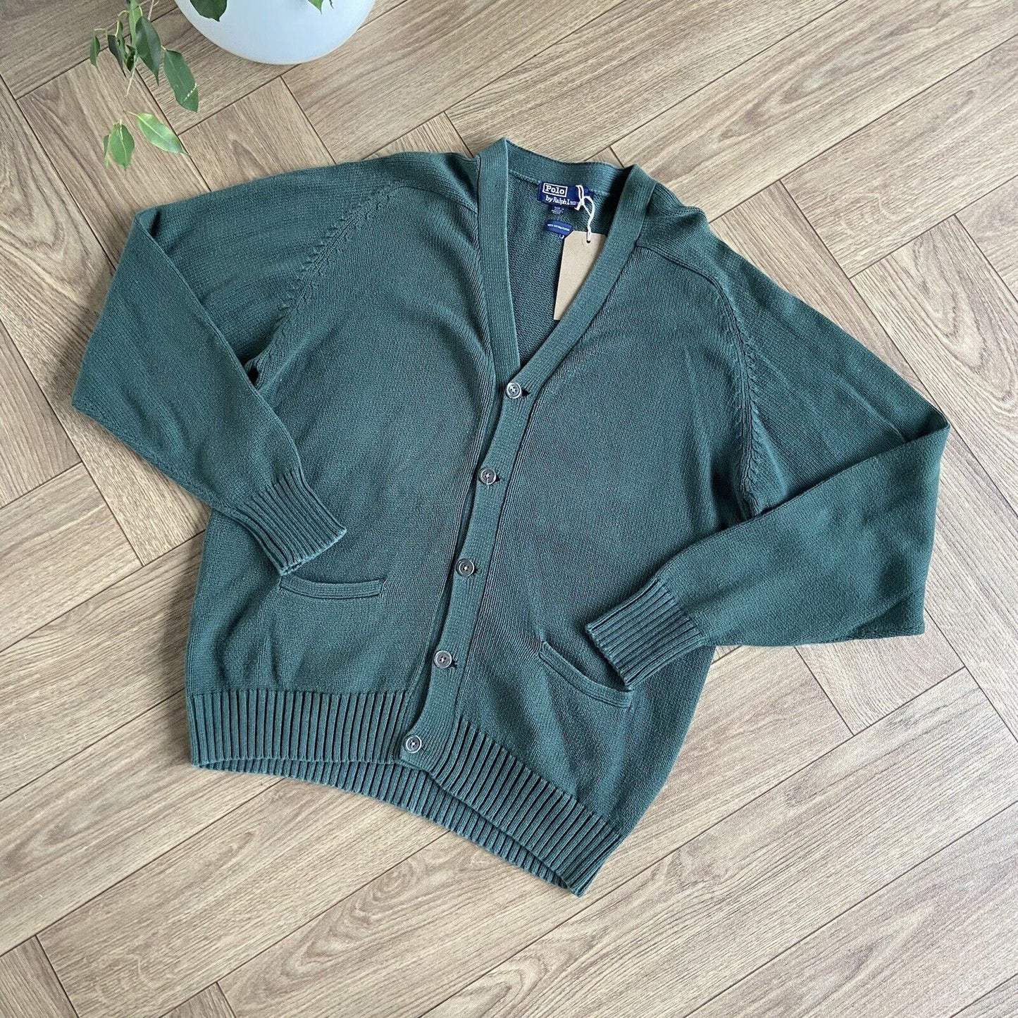 Vintage Ralph Lauren Cardigan Size L Green 90s Grunge Style