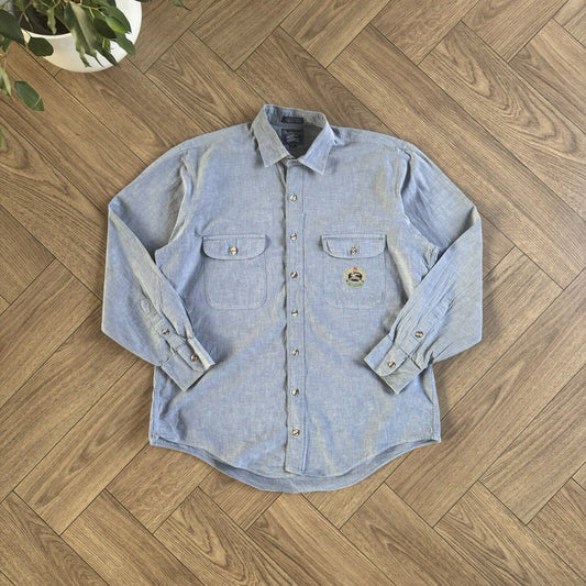 Vintage Burberry Oxford Shirt 90s Size L Blue Embroidered Logo