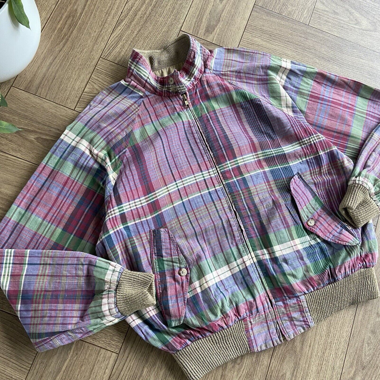 Vintage Ralph Lauren Harrington Jacket Check Plaid 90s Size L Polo Rare