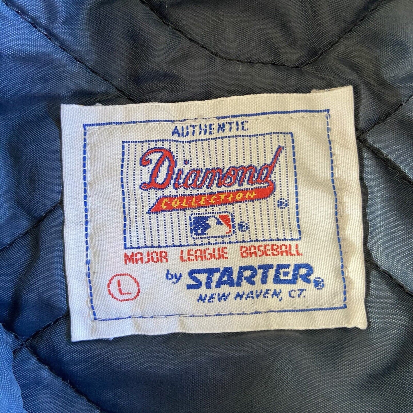 Vintage Yankees Starter Bomber Jacket 90s Size L Navy Diamond Collection