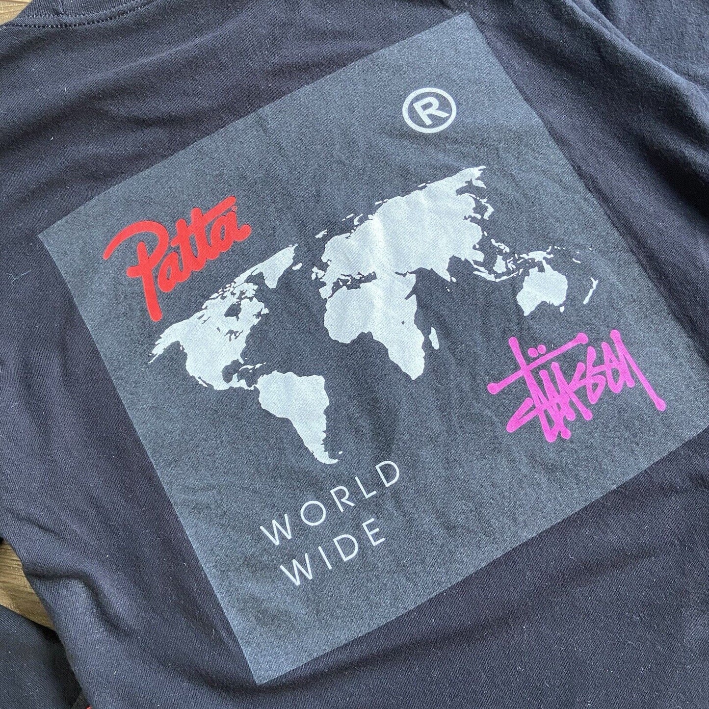 Stussy X Patta Worldwide T Shirt Black Size S Graphic Print Long Sleeve