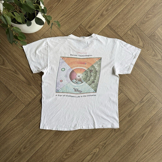 Vintage Oracle Software T Shirt Size L 90s White Graphic Print