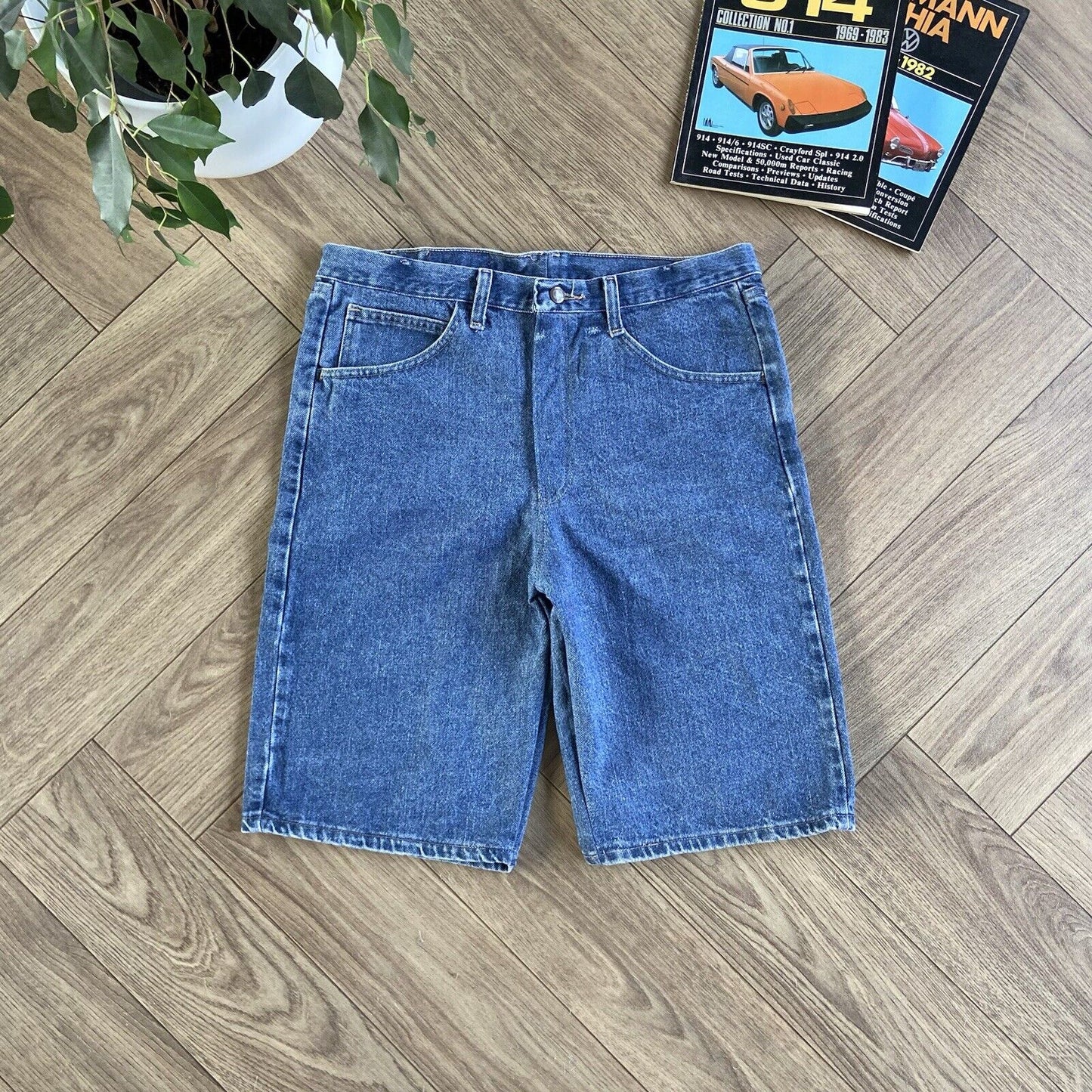 Vintage Wrangler Baggy Denim Jorts Y2K W35 Shorts Blue
