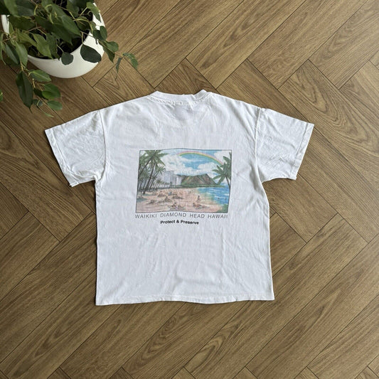 Vintage Hawaii Conservation T Shirt Size L 90s White Graphic Print Nature