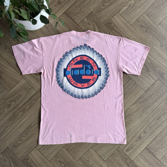 Vintage Diadora Surf T Shirt Size XL 90s Pink Graphic Print