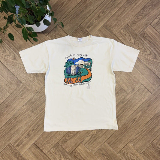 Vintage Charity Walk T Shirt Size XL 90s Off White Graphic Print Single Stitch