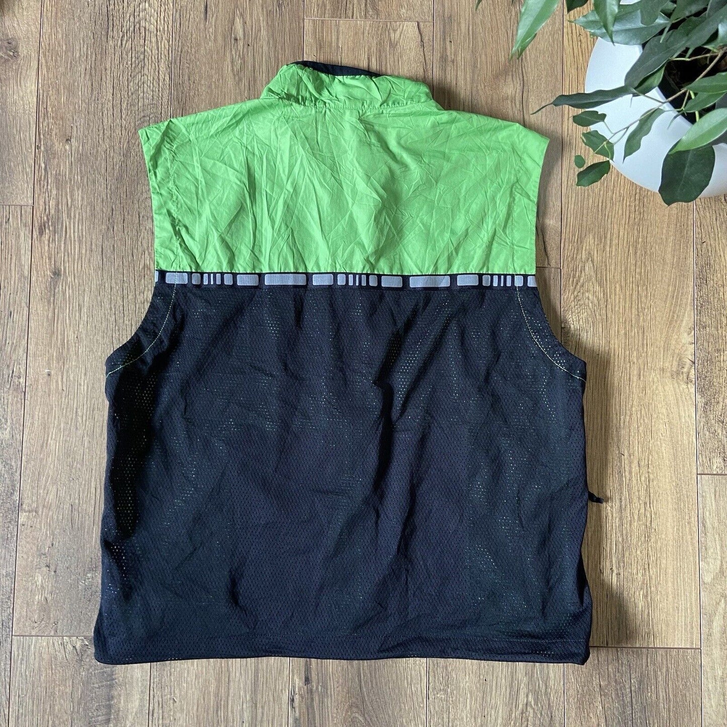 Vintage Nike Technical Running Vest Size L 90s Green Reflective