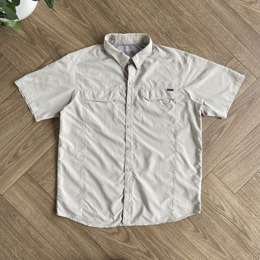 Beige Summer Shirt Vintage Columbia Y2K Size Fishing Outdoor Short Sleeve