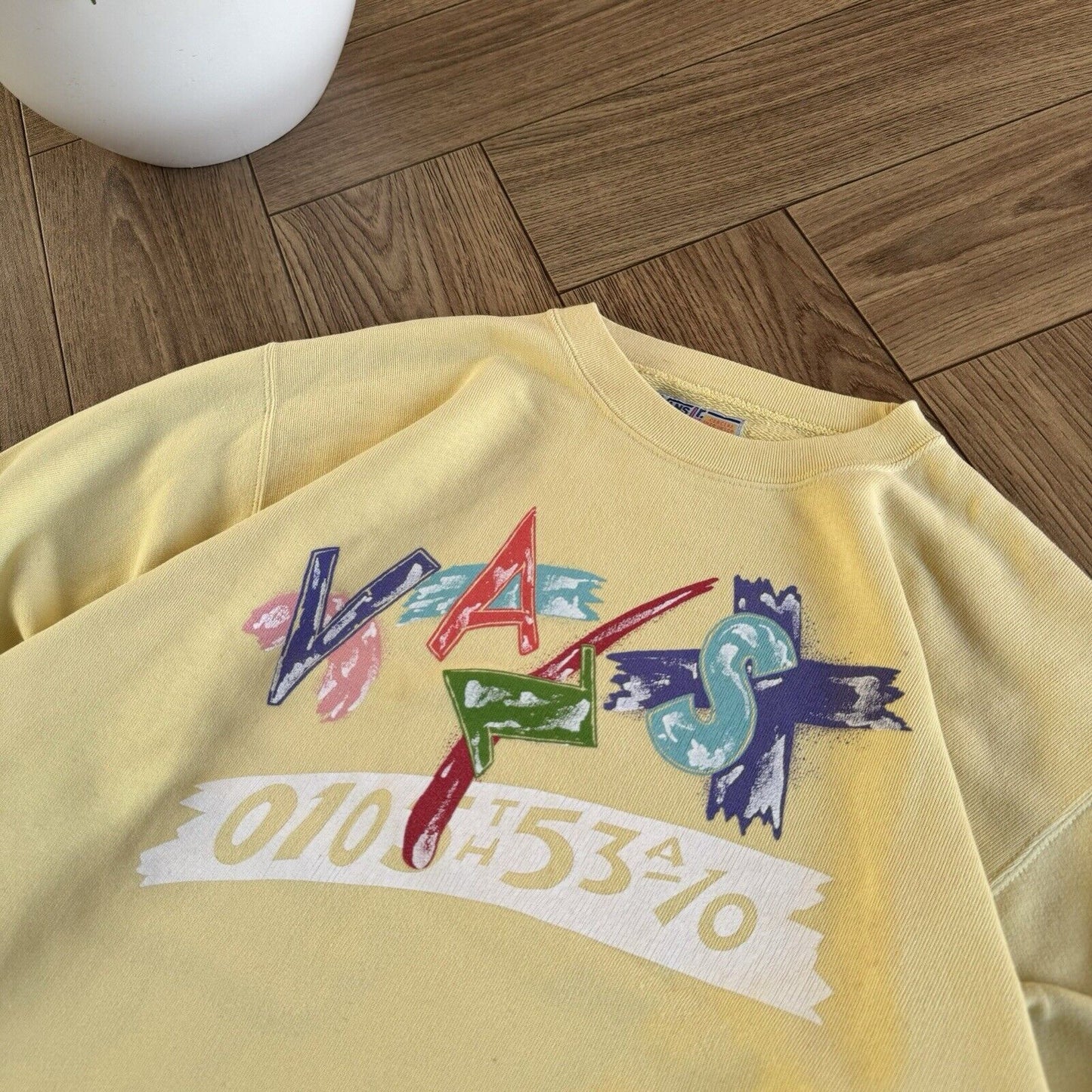 Vintage Vans Skate Sweatshirt 90s Size M Yellow Graphic Print