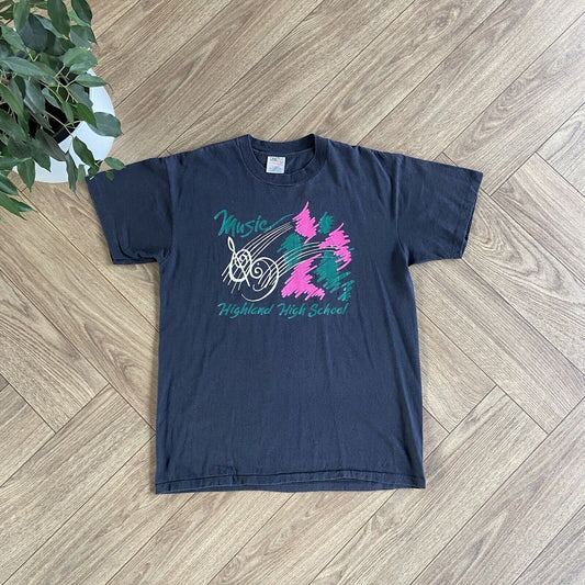 Vintage Music Single Stitch Graphic T Shirt 90s Size L Black