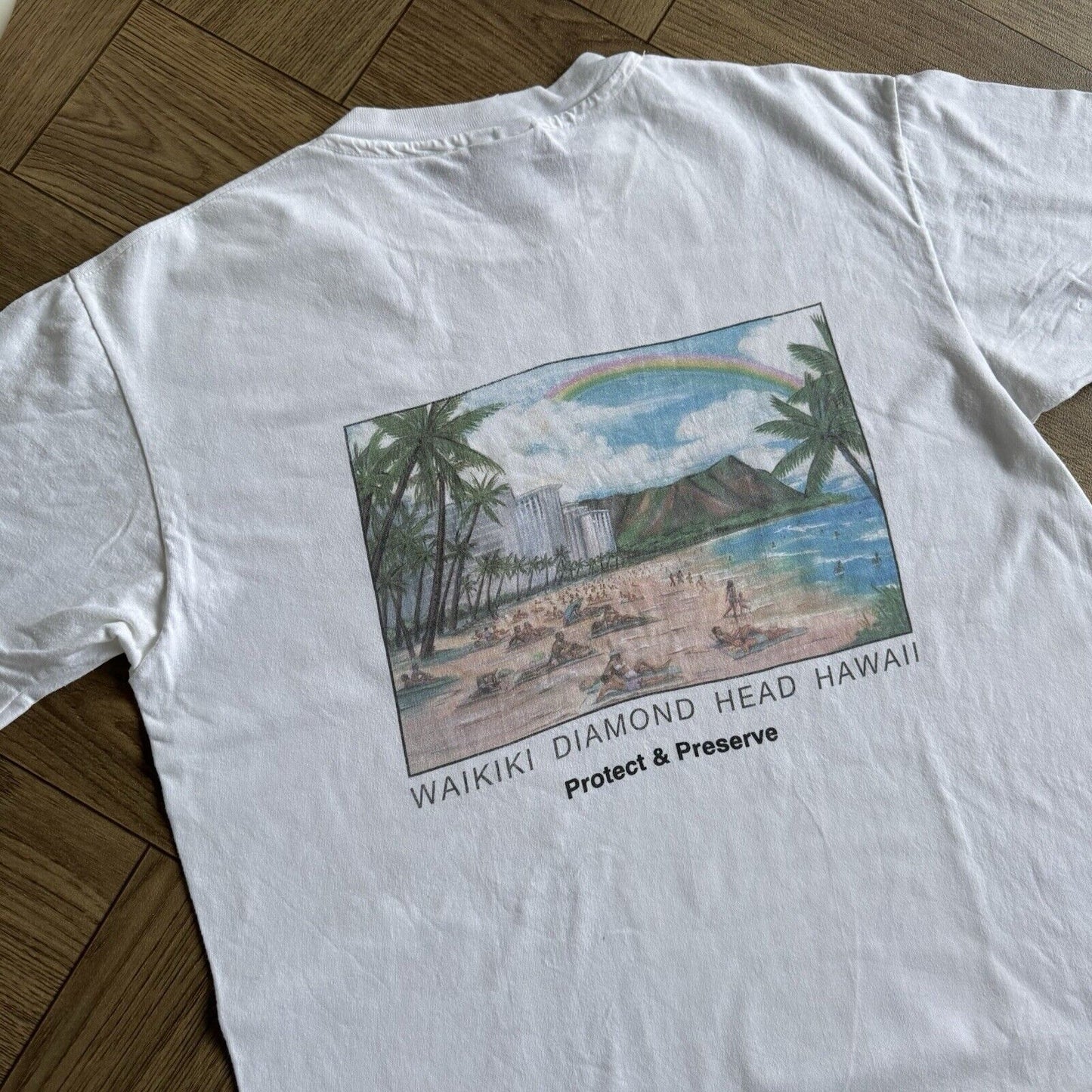 Vintage Hawaii Conservation T Shirt Size L 90s White Graphic Print Nature