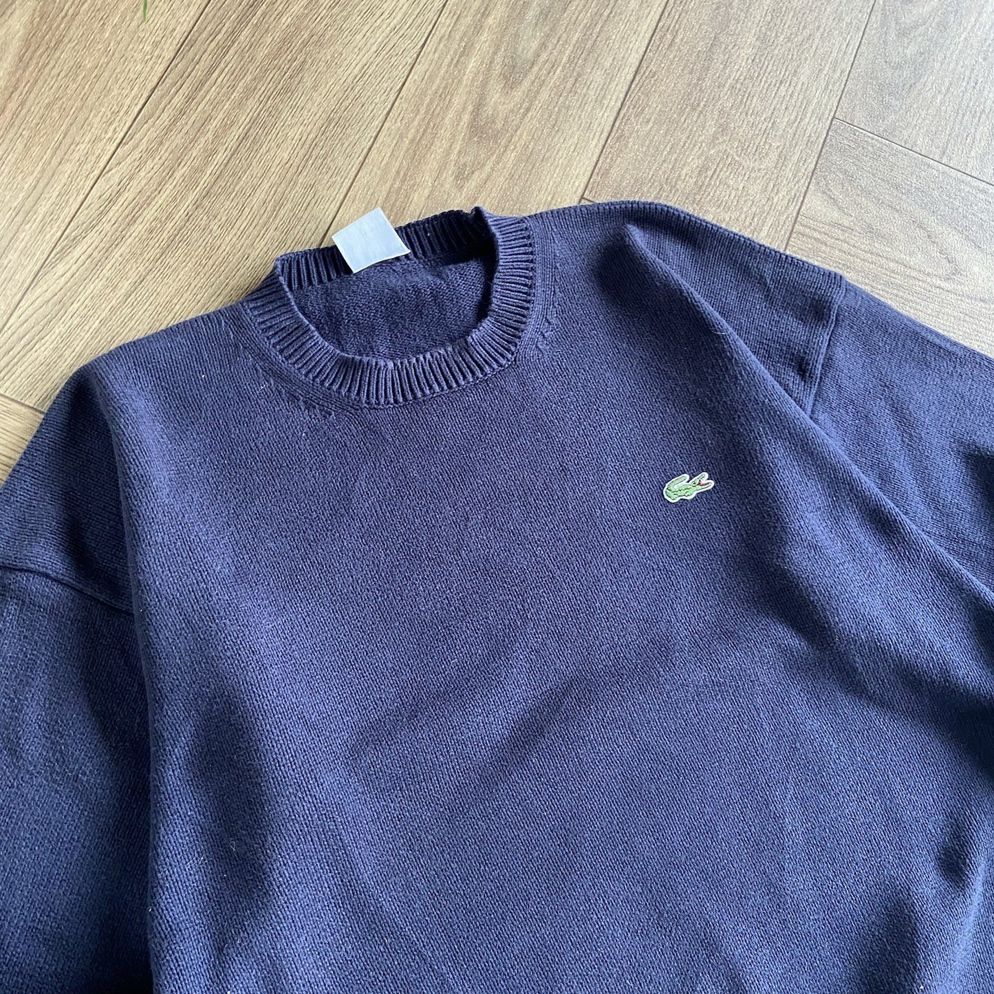 Vintage Lacoste Chunky Knit Jumper Size XL Y2K Navy Pullover