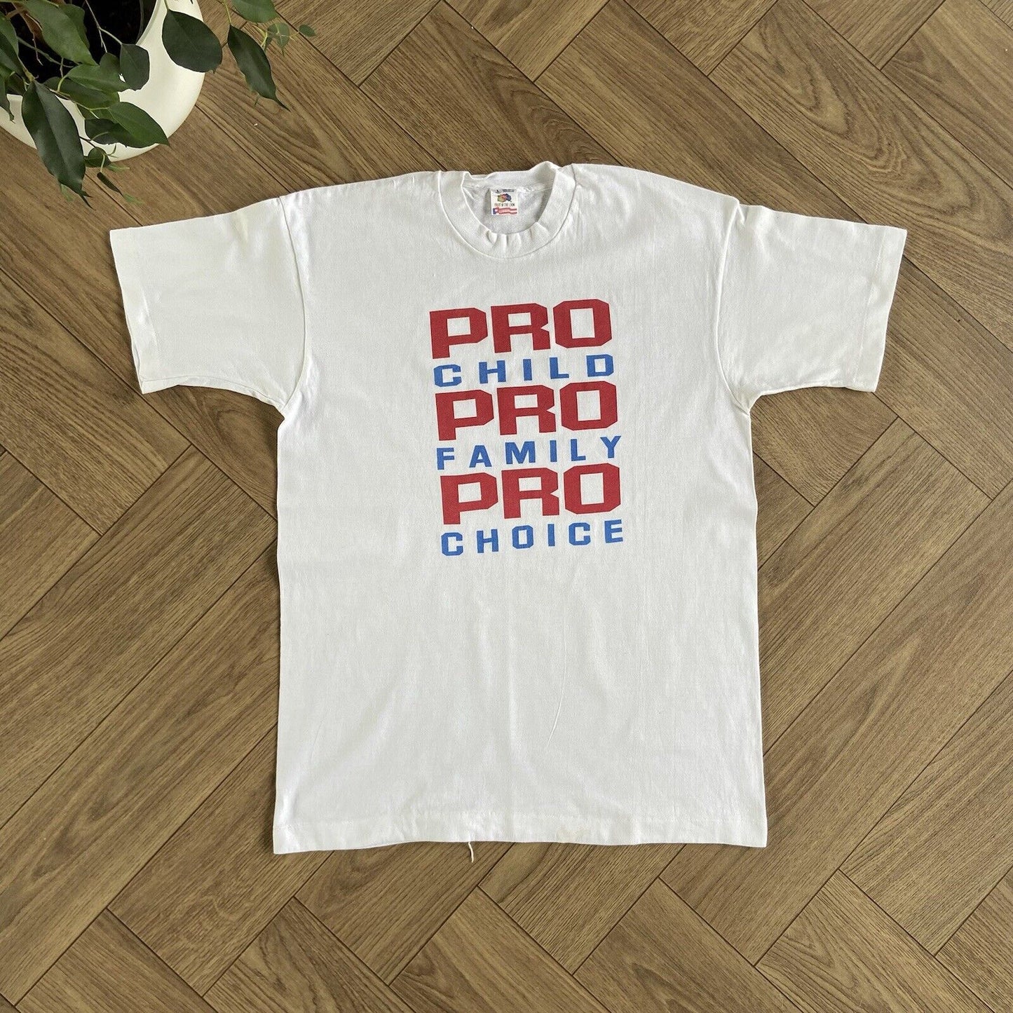 Vintage Pro Choice Slogan Single Stitch Graphic T Shirt 90s Size L White