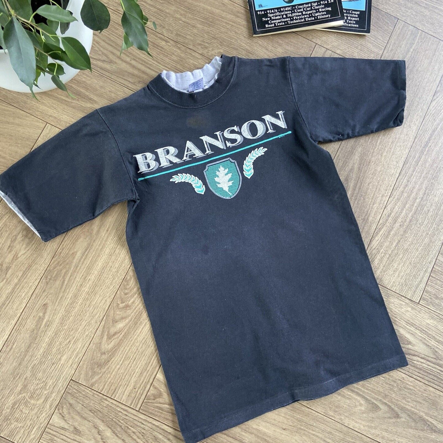 Vintage Branson USA Single Stitch Graphic T Shirt 90s Size M Black