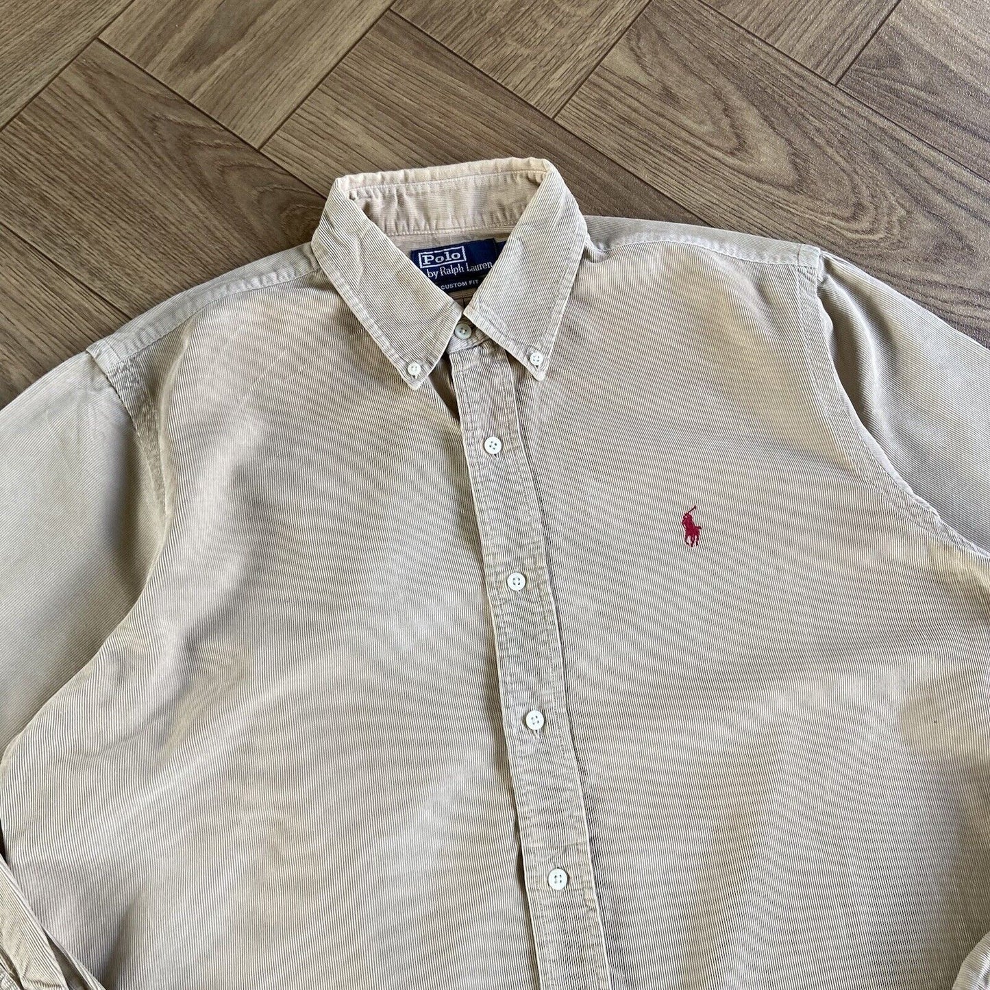 Vintage Ralph Lauren Corduroy Shirt 90s Size L Beige