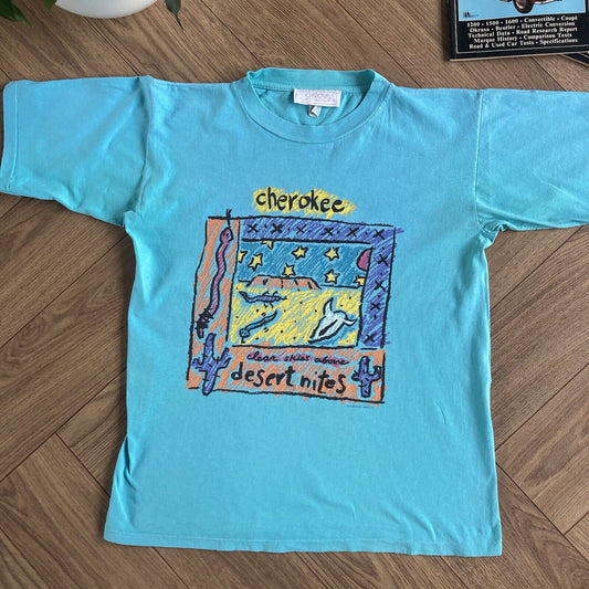Vintage Cherokee Holiday Tourist Single Stitch Graphic T Shirt Size M Blue
