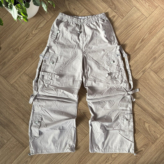 Criminal Damage Parachute Pants Trousers Y2K Size L W32-36 L32 Grey Carnaby