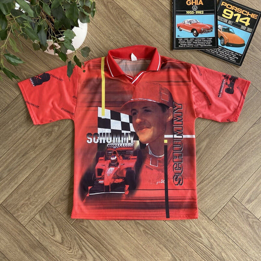 Vintage Michael Schumacher Ferrari Polo Shirt Size XL 90s Red