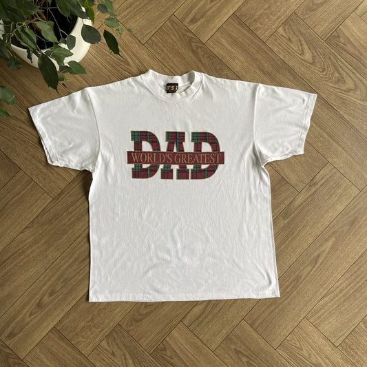 Vintage Funny Dad Single Stitch Graphic T Shirt 90s Size XL White