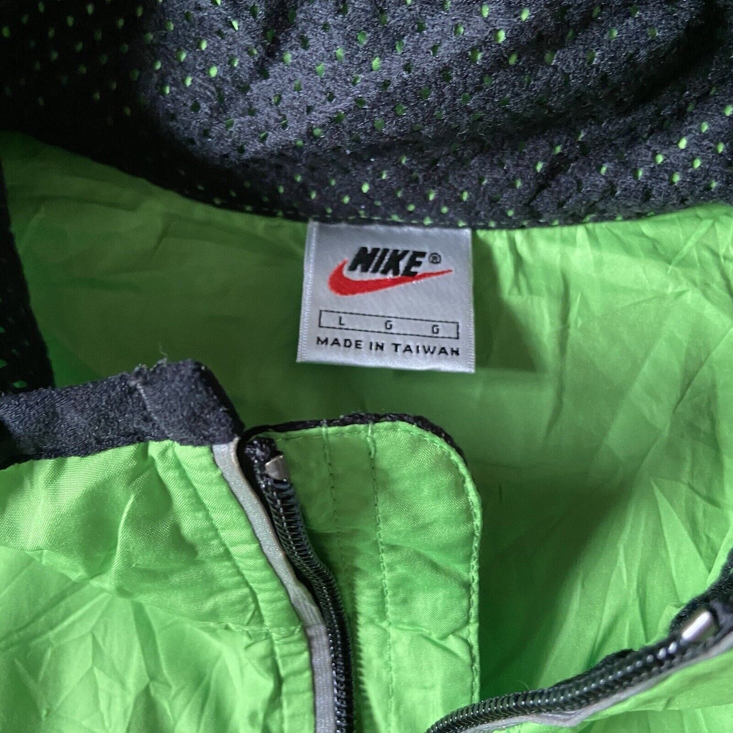 Vintage Nike Technical Running Vest Size L 90s Green Reflective