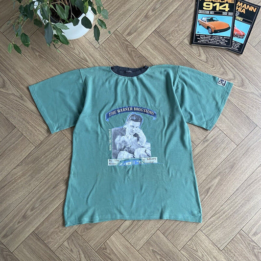 Vintage Warner Bros Single Stitch Graphic T Shirt 90s Size XL Green