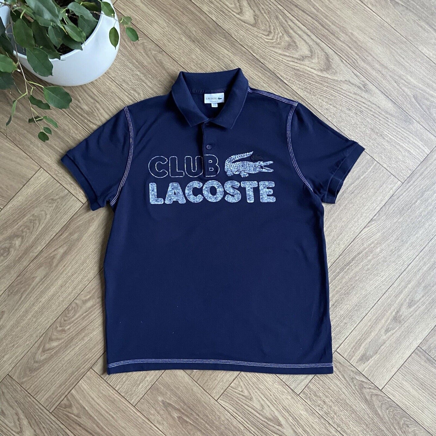 Club Lacoste Polo Shirt Size XL Navy Blue And White BNWOT