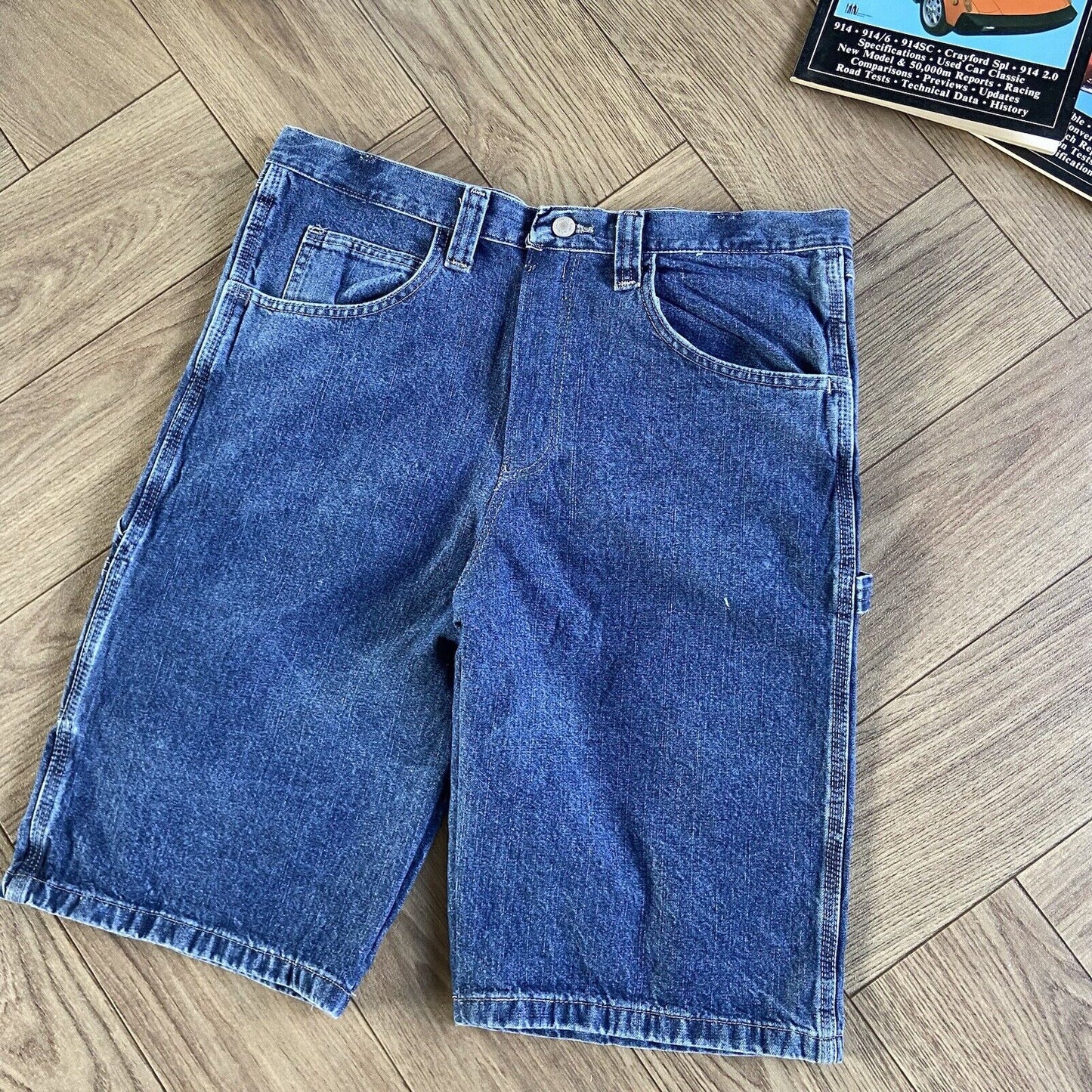 Vintage Wrangler Baggy Denim Jorts Y2K W36 Shorts Blue