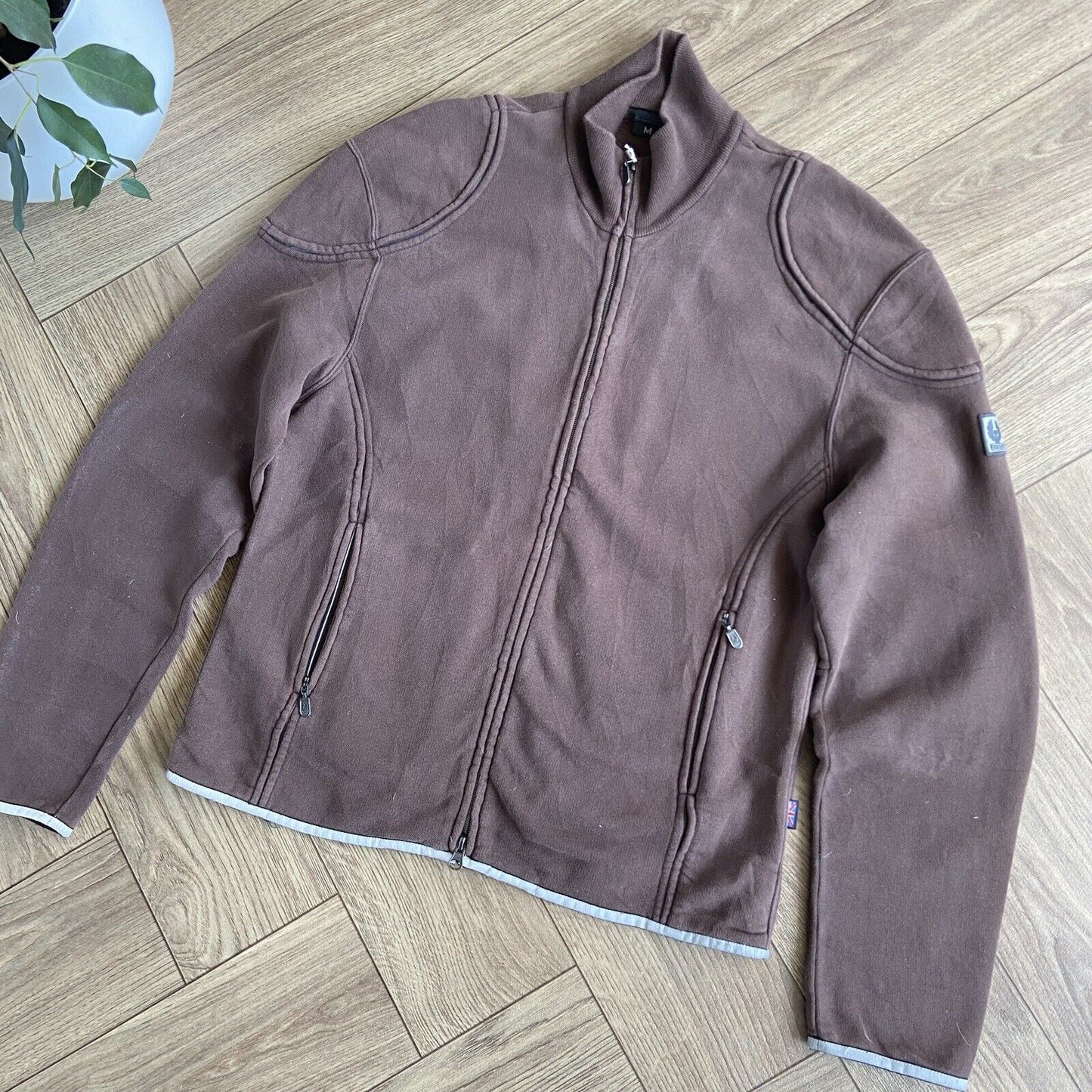 Vintage Belstaff Full Zip Jacket 90s Size M Brown Track Top