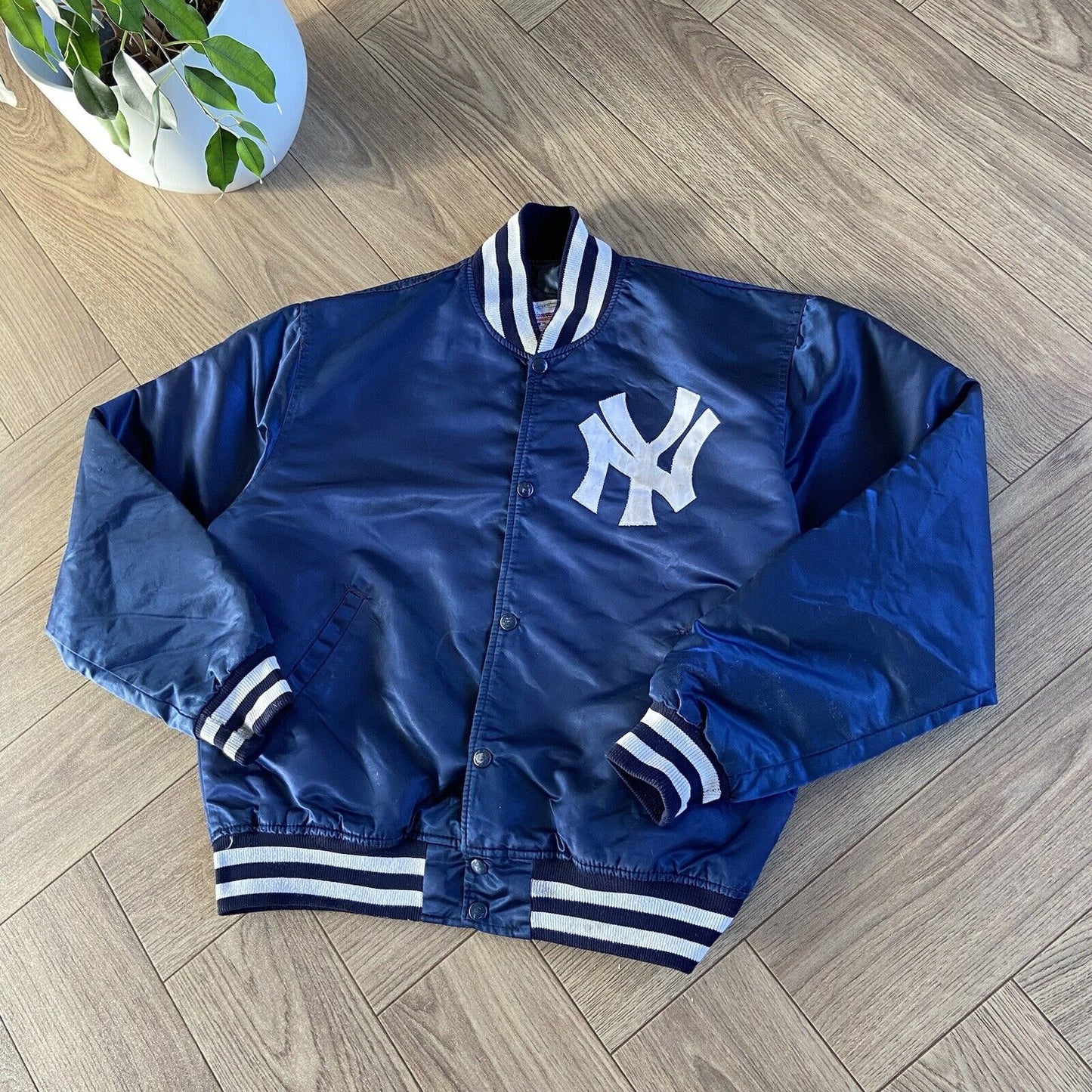 Vintage Yankees Starter Bomber Jacket 90s Size L Navy Diamond Collection