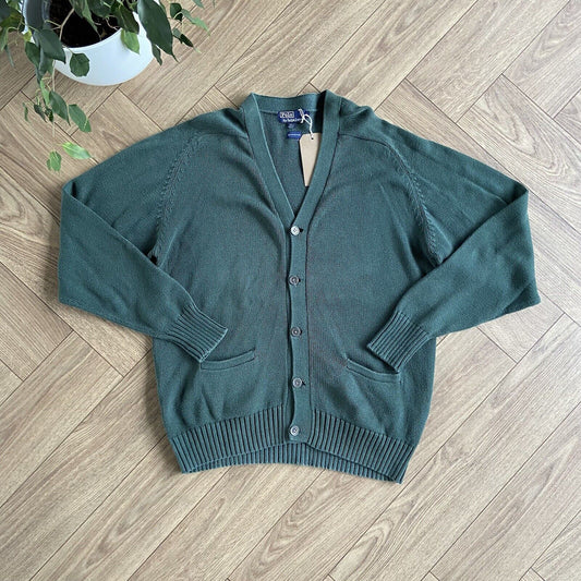 Vintage Ralph Lauren Cardigan Size L Green 90s Grunge Style